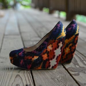 Aldo colorful fabric wedge heels